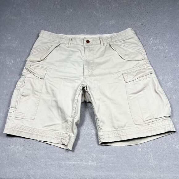 Polo Ralph Lauren Cargo Shorts Mens 38 Khaki Tan Military Paratrooper Pockets - Picture 1 of 15